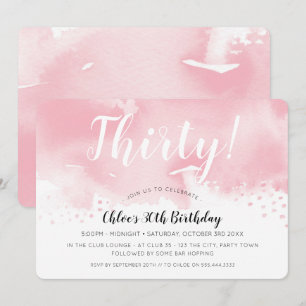MODERN WATERCOLOR 30. stilvolle Geburtstagsparty p Einladung