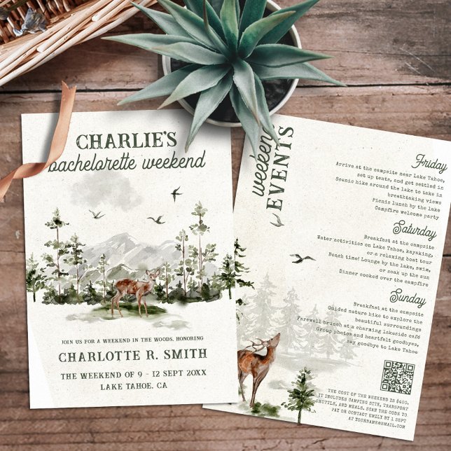 Modern Watercolor Bachelorette Weekend Camping Einladung (Von Creator hochgeladen)