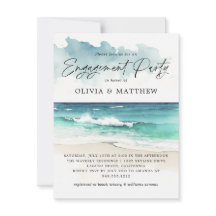 Modern Watercolor Beach Engagement Party Inquisiti