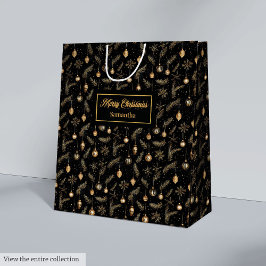 Modern watercolor black and gold gift bag design mittlere geschenktüte