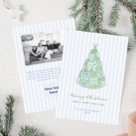 Modern Watercolor Blue Bows Logo Photo Corporate Feiertagskarte