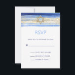Modern Watercolor Blue Gold Star BAR MITZVAH RSVP Karte<br><div class="desc">Schöne religiöse jüdische Bar Mitzvah UAWG Einladungskarten. Modernes und dennoch elegantes Aquarelldesign in Pinselstrichblau, hell bis marineblau. Goldener Star von David in der Mitte mit Imitaten goldenen Pinselstrich mit Goldfolie. Moderne Drehbücher. 'Wird an die TORAH als Bar Mitzvah gerufen'. Präfekt für den 13-jährigen Sohn, Junge. Einfach zu bearbeiten - einfach...</div>