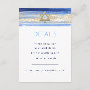 Modern Watercolor Blue Gold Star BAR MITZVAH UAWG  Begleitkarte