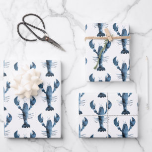 Modern Watercolor Blue Hummer Geschenkpapier Set