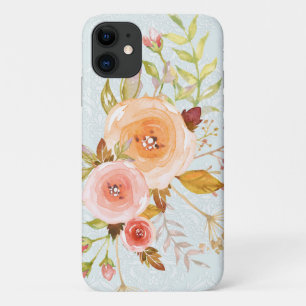 Modern Watercolor Blue n Pink Floral Rose Foliage Case-Mate iPhone Hülle