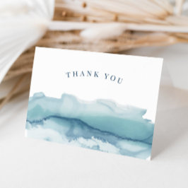 Modern Watercolor Blue Ocean Wedding Vielen Dank Karte