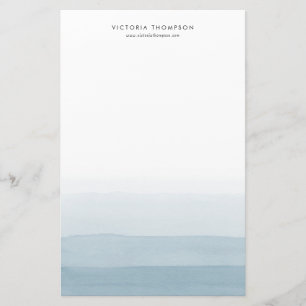 Modern Watercolor Blue Ombre Personalisiert Briefpapier