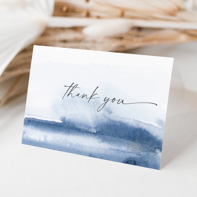 Modern Watercolor | Blue Thank You Card Dankeskarte (Von Creator hochgeladen)