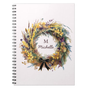 Modern Watercolor-Blume Monogram-Skriptname Notizblock