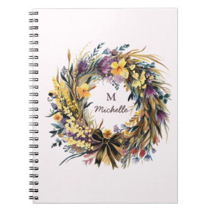 Modern Watercolor-Blume Monogram-Skriptname Notizblock
