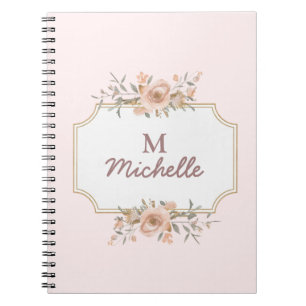 Modern Watercolor-Blume Monogram-Skriptname Notizblock