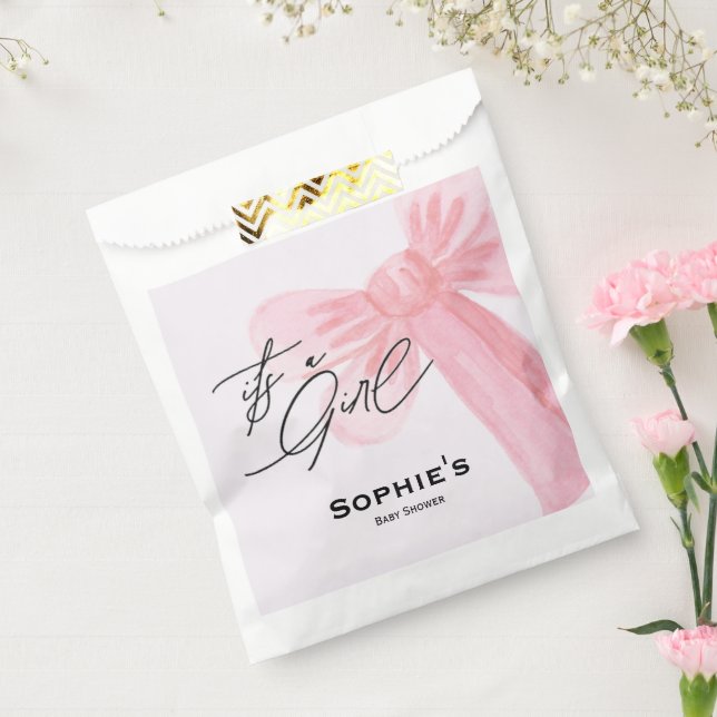 Modern Watercolor Blush Pink It's A Girl  Geschenktütchen (Versiegelt)