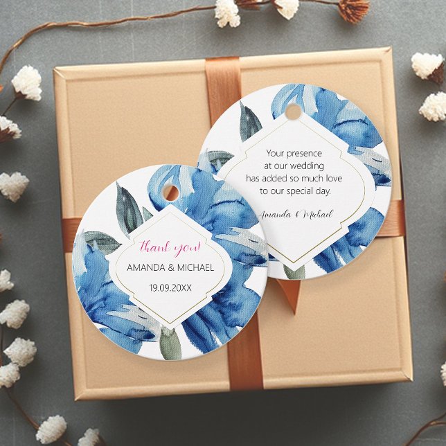 Modern Watercolor Boho Indigo Abstrakt Geschenkanhänger (Von Creator hochgeladen)