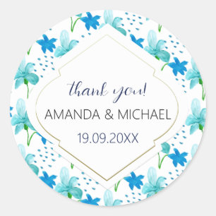 Modern Watercolor Boho Iris Abstrakt Runder Aufkleber