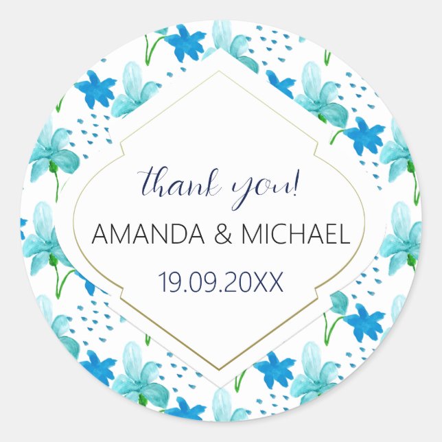 Modern Watercolor Boho Iris Abstrakt Runder Aufkleber (Vorderseite)