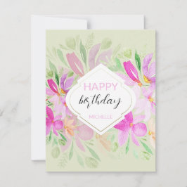 Modern Watercolor Boho Lilac Floral Karte