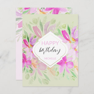 Modern Watercolor Boho Lilac Floral Karte