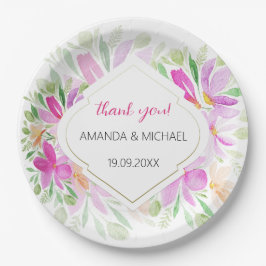 Modern Watercolor Boho Lilac Floral Pappteller