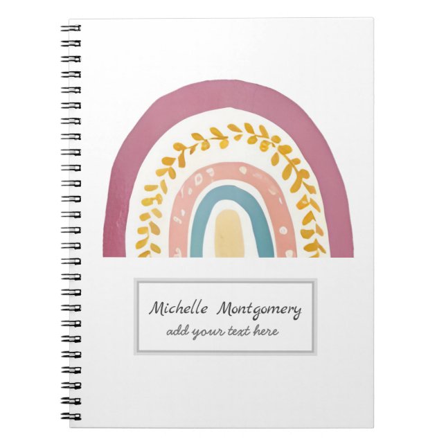 Modern Watercolor Boho Rainbow Custom Notizblock (Vorderseite)