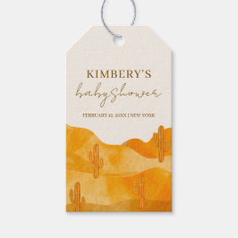 Modern Watercolor Boho Wüste Cactus Baby Shower Geschenkanhänger