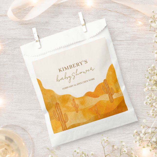 Modern Watercolor Boho Wüste Cactus Baby Shower Geschenktütchen (Ausgeschnitten)