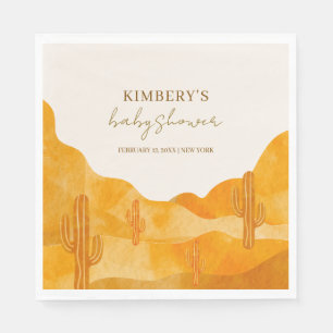 Modern Watercolor Boho Wüste Cactus Baby Shower Serviette