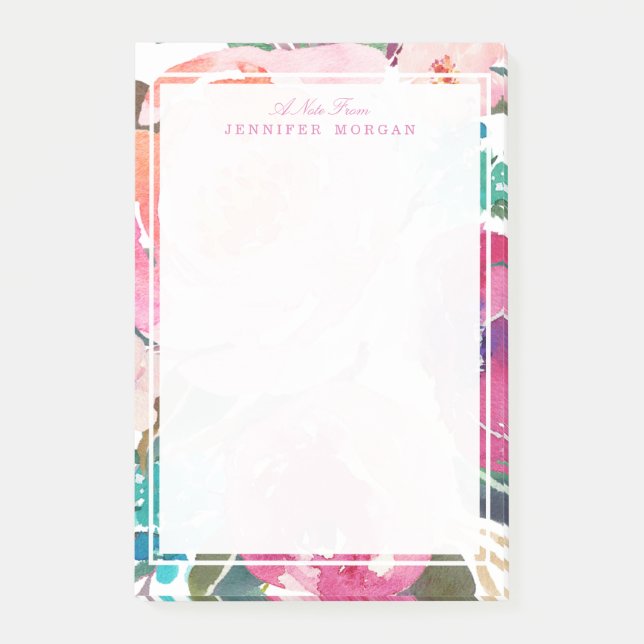 Modern Watercolor Botanischer Garten Blume Post-it Klebezettel (Vorderseite)