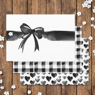 Modern Watercolor Bow Gingham Heart Wedding Gesche Geschenkpapier Set