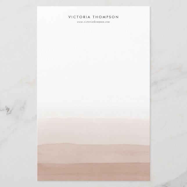 Modern Watercolor Brown Ombre Personalisiert Briefpapier (Vorderseite)