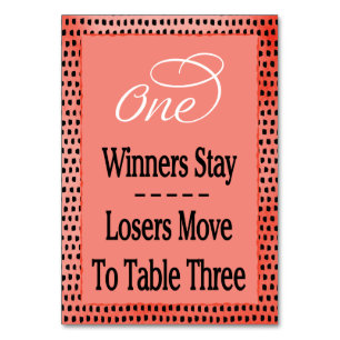 Modern Watercolor Cherry Red Bunco Table Card #1 Tischnummer