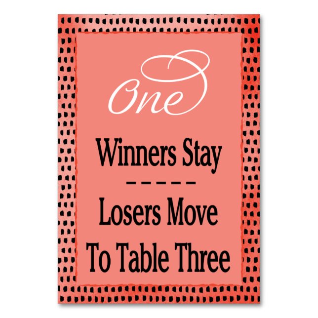 Modern Watercolor Cherry Red Bunco Table Card #1 Tischnummer (Vorderseite)