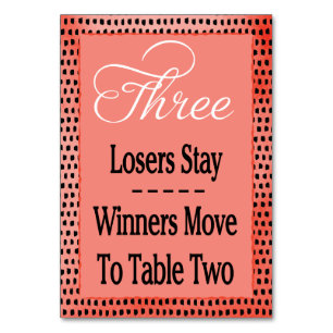 Modern Watercolor Cherry Red Bunco Table Card #3 Tischnummer