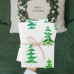 Modern Watercolor Christmas Green Pine Tree Wrappi Geschenkpapier Set<br><div class="desc">Moderner Weihnachtsbaum Grüne Pine Tree</div>