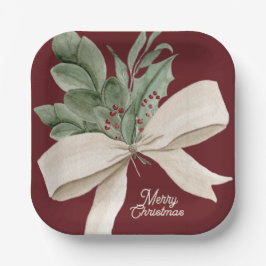 Modern Watercolor Christmas Greenery Pappteller