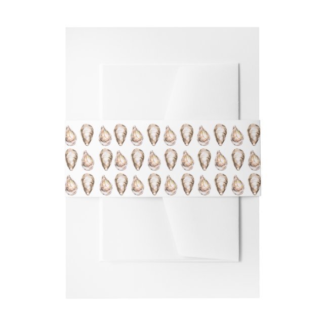 Modern Watercolor Coastal Oyster Wedding  Einladungsbanderole (Vorderseite Beispiel)