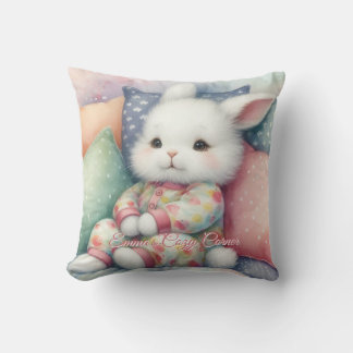 Modern Watercolor Cute Bunny Personalize Kissen
