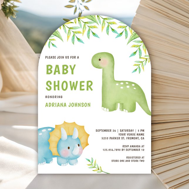 Modern Watercolor Cute Little Dinosaur Baby Shower Einladung (Von Creator hochgeladen)