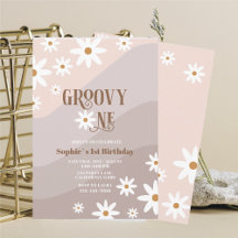 Modern Watercolor Daisy Groovy Baby Birthday