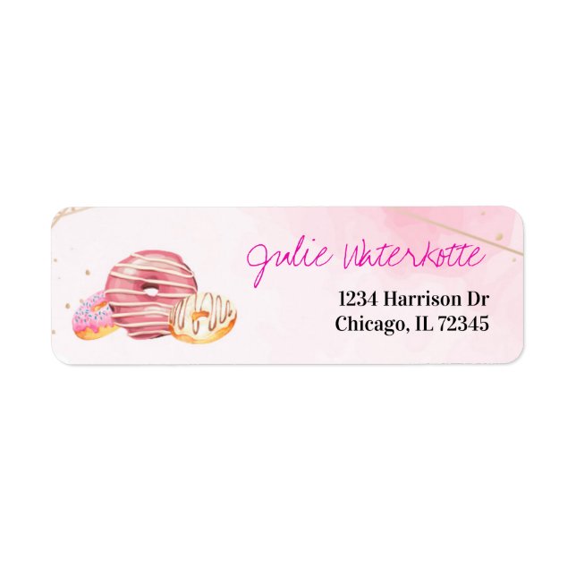 Modern Watercolor Donut Address Label (Vorne)