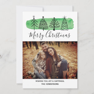 Modern Watercolor Doodle Photo Card Feiertagskarte