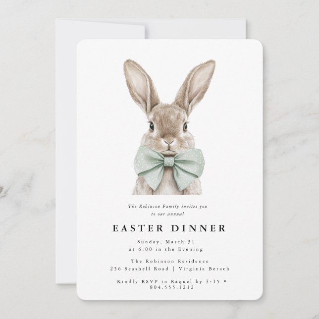 Modern Watercolor Easter Dinner  Invitation  Einladung (Vorderseite)