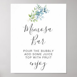 Modern Watercolor Eucalyptus Greenery Wedding Poster