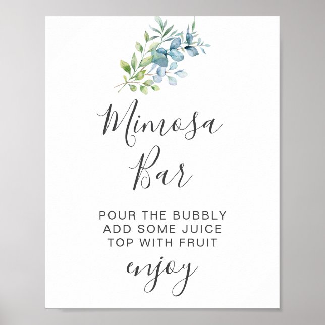 Modern Watercolor Eucalyptus Greenery Wedding Poster (Vorne)