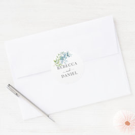 Modern Watercolor Eucalyptus Greenery Wedding Runder Aufkleber