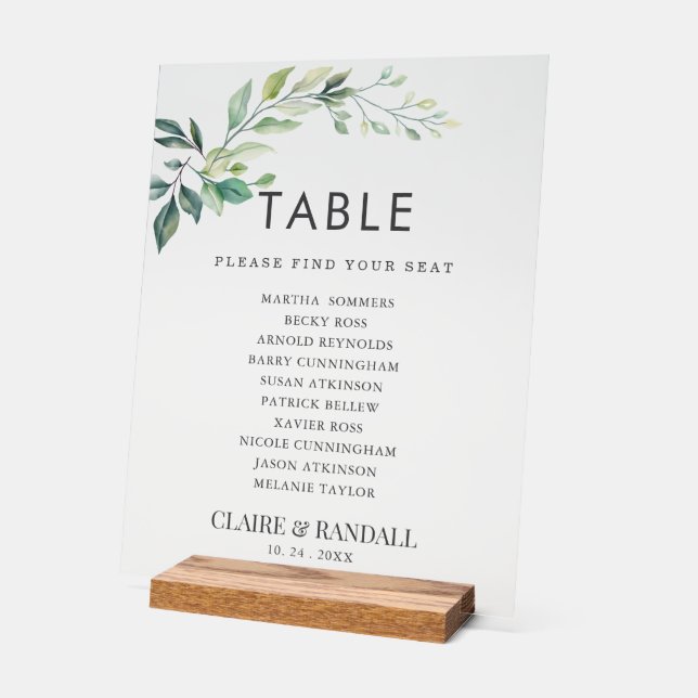 Modern Watercolor Eucalyptus Leaves Greenery Acrylschild (Winkel)