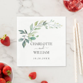 Modern Watercolor Eucalyptus Leaves Greenery Serviette