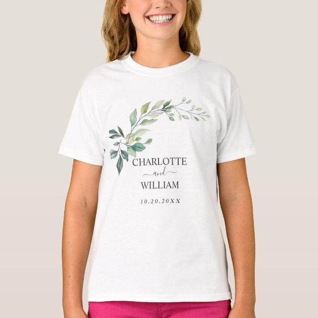 Modern Watercolor Eucalyptus Leaves Greenery T-Shirt (Vorderseite)