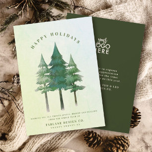 Modern Watercolor Festive Pine Tree Business Logo Feiertagskarte