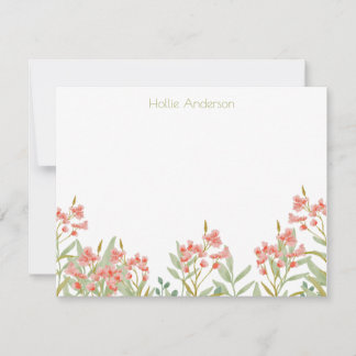 Modern Watercolor Floral Elegant Chic Mitteilungskarte