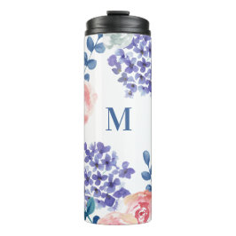 Modern Watercolor Floral Monogram Thermosbecher